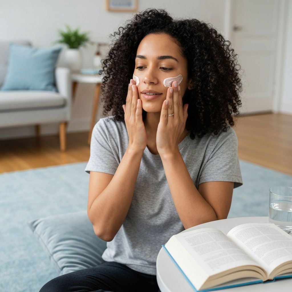 Frau bei der Hautpflege