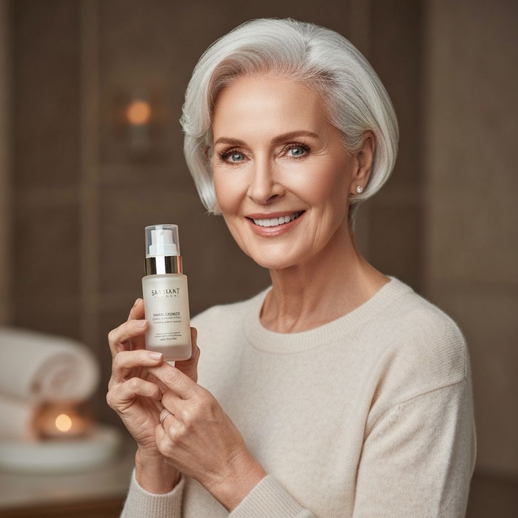 Frau mit Hautpflegeprodukt